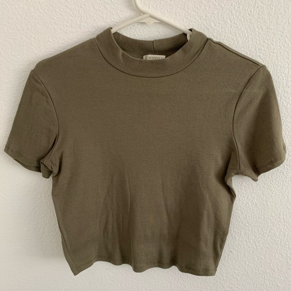 Army green crop top